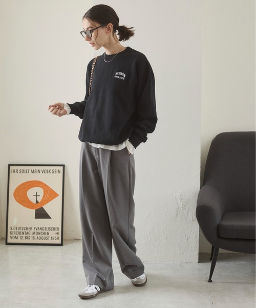 ANGIE トレーナー スウェット ワンポイント 刺繍 クルーネック