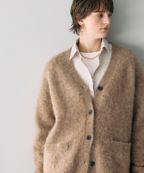 N.O.R.C カーディガン アルパカシャギーニットカーディガン レディース