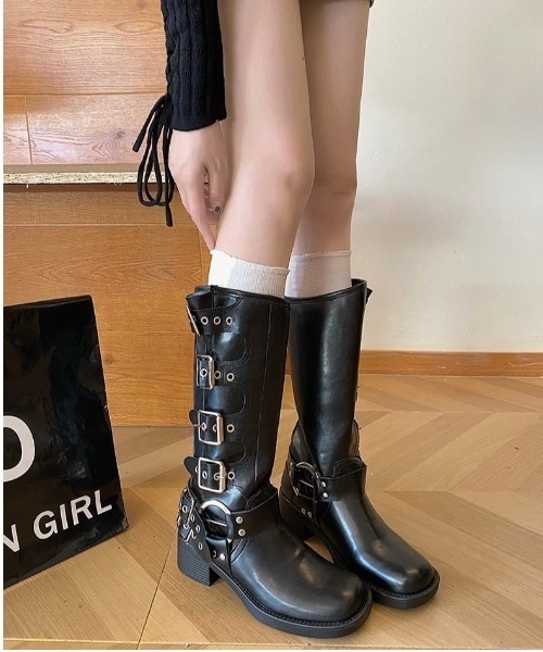 ALMO ブーツ 「LAMPOON」ベルトエンジニアブーツ レディース