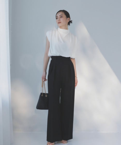 anuans（アニュアンス） スラックス パンツ ツータックワイドパンツ