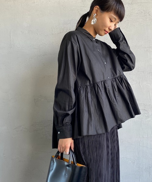 mizuiroind（ミズイロインド） シャツ ブラウス ウエストギャザー