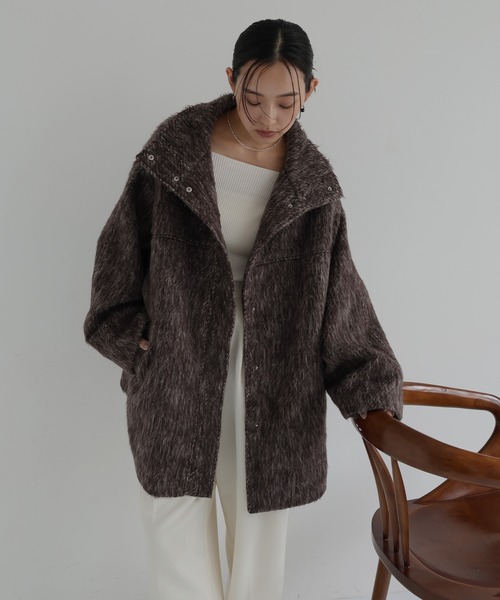 hellam（ヘラム） ステンカラーコート コート シャギースタンドカラー