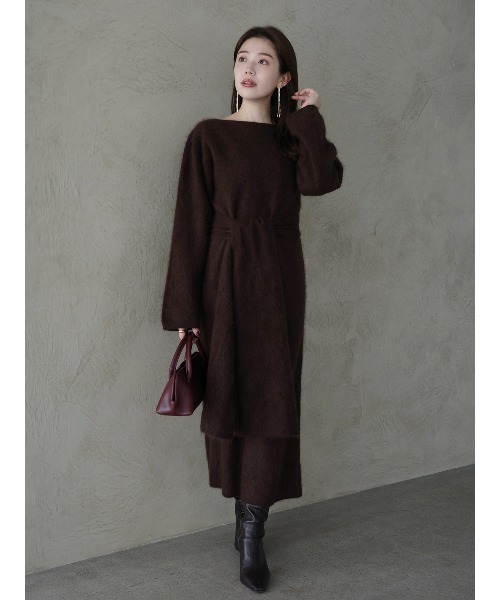 anuans（アニュアンス） ワンピース ウールミンクニットワンピース