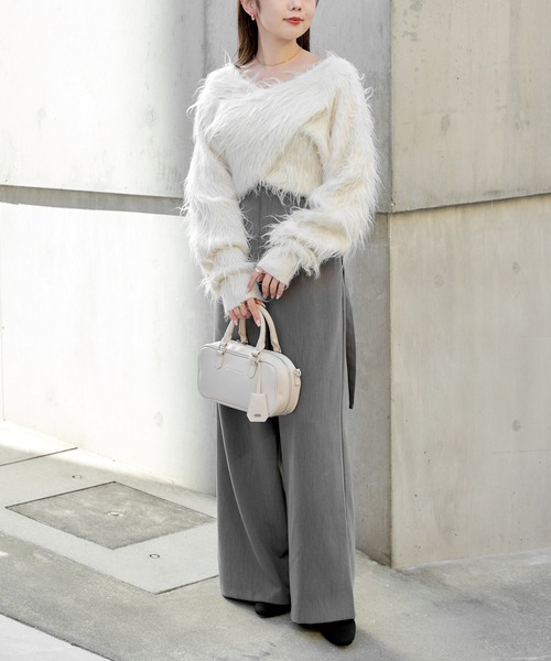 Chico（チコ） ニット 「前後2way」シャギーMIXクロスニット