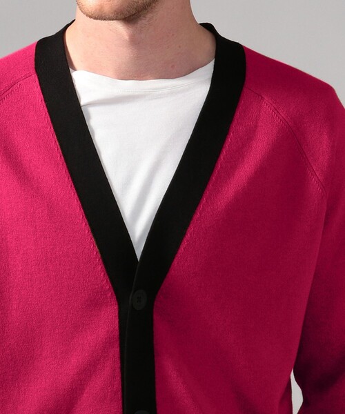 CABaN（キャバン） カーディガン コットンカシミヤ バイカラーVネック