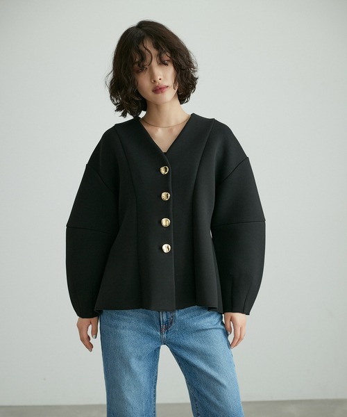 ADAM ET ROPE'（アダムエロペ） カーディガン ミックスボタンペプラム