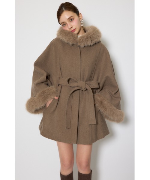 rienda（リエンダ） ポンチョ ウールMIXフードポンチョコート 秋服 冬