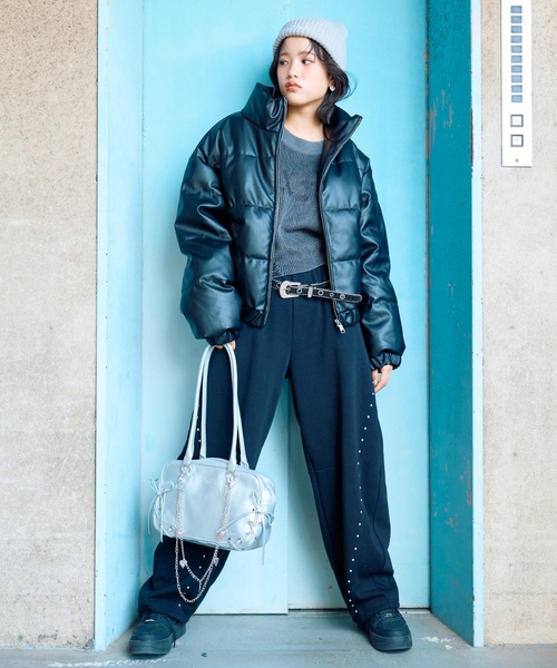 LOVETOXIC パンツ 「LTXC」「起毛」スタッズカーブスウェットパンツ