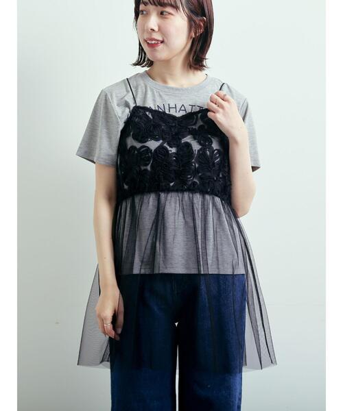 Samansa Mos2（サマンサモスモス） チュニック フラワーシフォンテープ