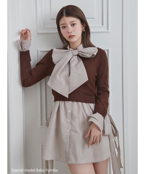 SNIDEL（スナイデル） レイヤードボウタイチュニック レディース