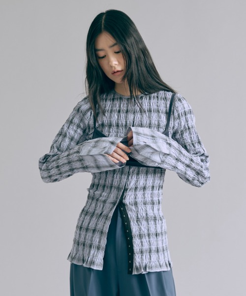 EN NEUME ブラウス シャツ Smocked Check Blouse レディース