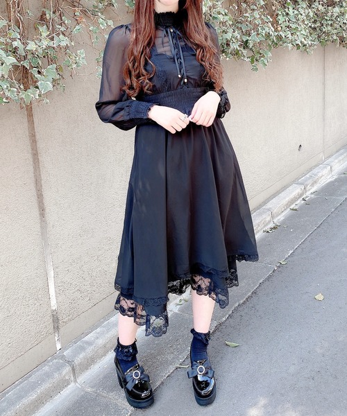 ROJITA（ロジータ） ワンピース レースアップロングシフォンワンピース