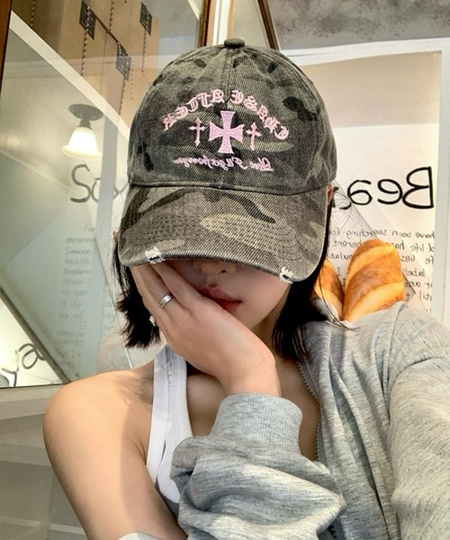 ALMO キャップ 帽子 クロス刺繍迷彩柄キャップ(BQ) レディース