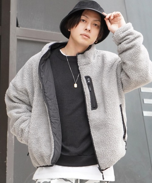 ブルゾン アウター シープボア リバーシブル ビッグジャケット / ボア