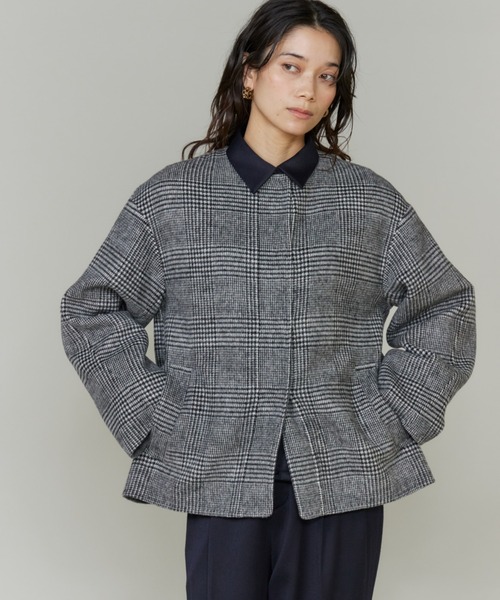 INED（イネド） ノーカラーコート コート ライトウエイト両面ビーバー