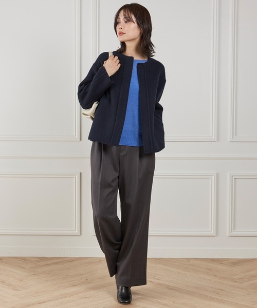 INED（イネド） ノーカラーコート コート ライトウエイト両面ビーバー