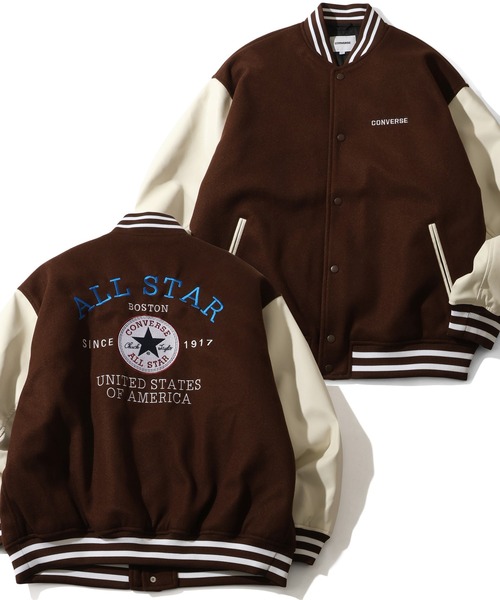 LEYTON HOUSE レザー袖スタジャン ビンテージユニセックス日本製