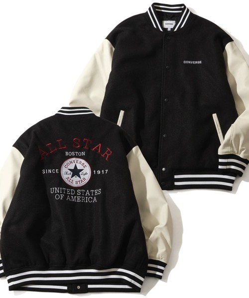 CONVERSE（コンバース） スタジャン デニム＆フェイクメルトン 袖