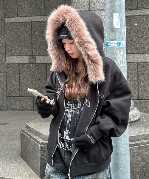 XU パーカー 「Never mind the XU」fur hoodie / 「ネバーマインド ザ