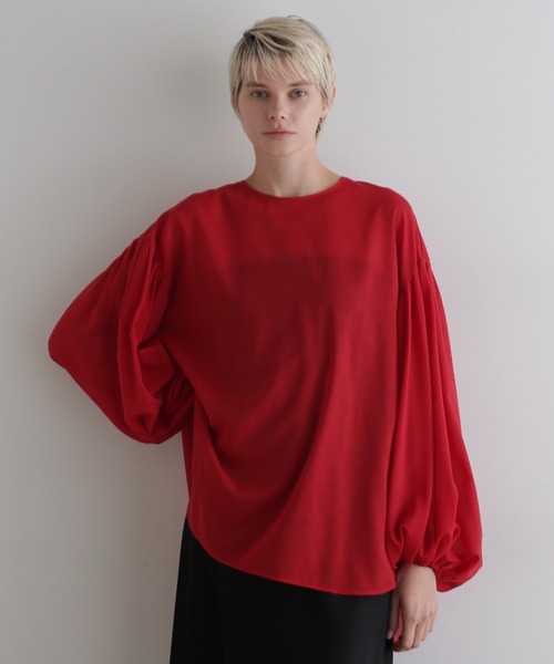 LE PHIL（ル フィル） ブラウス シャツ ドライウールギャザーブラウス