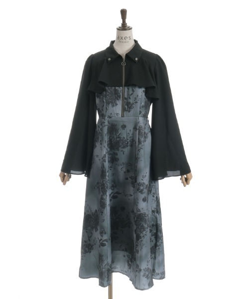 axes femme（アクシーズ ファム） ワンピース 蝶々×花柄ジップOP