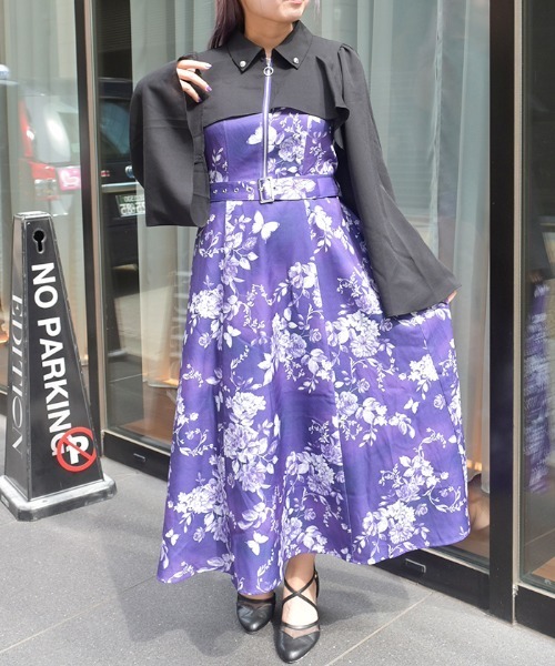 axes femme（アクシーズ ファム） ワンピース 蝶々×花柄ジップOP