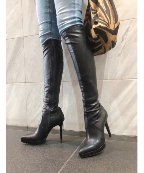 R＆E（アールアンドイー） ブーツ 【R＆E】ポインテッドトゥハイヒール