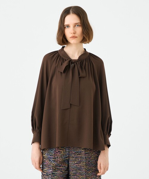 Ballsey（ボールジィ） ブラウス シャツ シアートロピカル ボウタイ