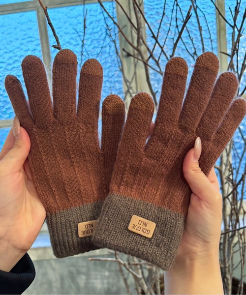 手袋 「M2SUQARED/エムツースクエア」ロゴニット手袋/グローブ/2トーン