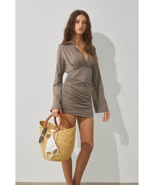 ALEXIA STAM（アリシアスタン） 水着 V Neck Gathered Rash Guard