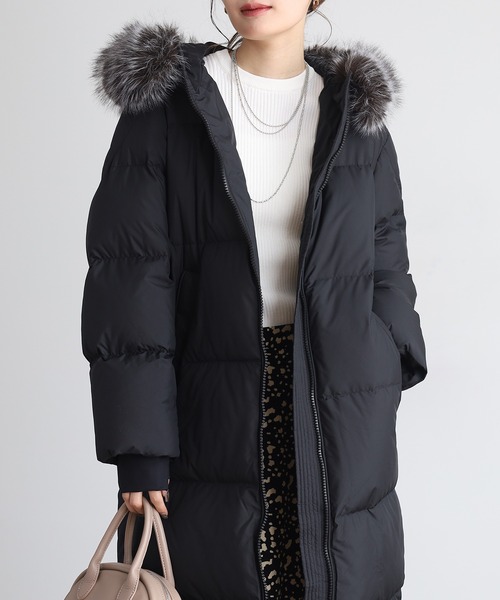 UMO ダウンコート ダウンジャケット フェイクファーフードロングダウン