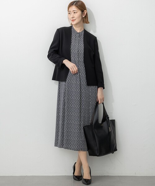 ジャケット ノーカラージャケット 「セットアップ対応/洗える」トリア