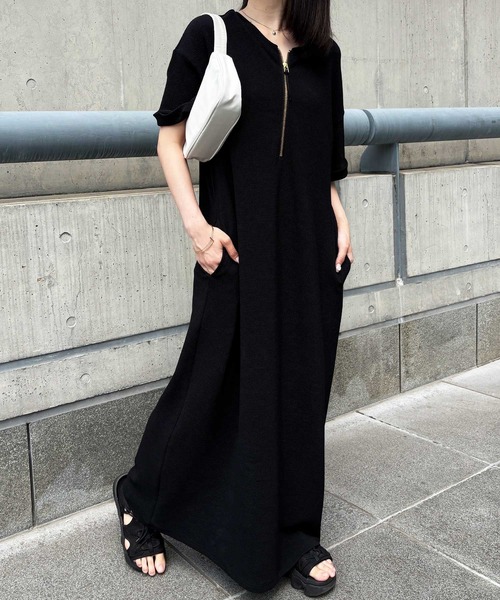 GeeRA（ジーラ） ワンピース 前後2WAYハーフジップTシャツワンピース