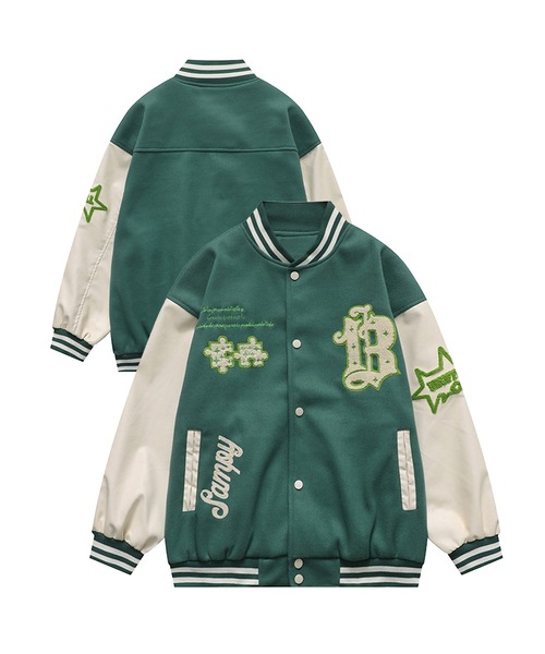 スタジャン 「HOOK」ユニセックス ワッペン 刺繍 カレッジ メンズ