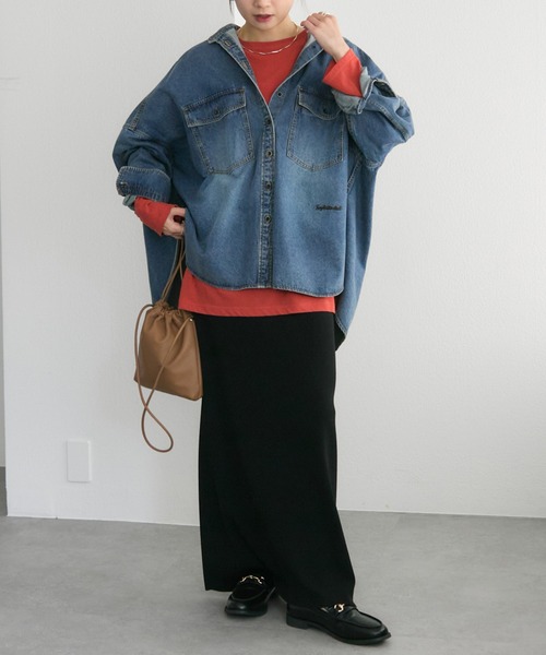 pual ce cin ブラウス シャツ ヴィンテージライクデニムバンドカラー