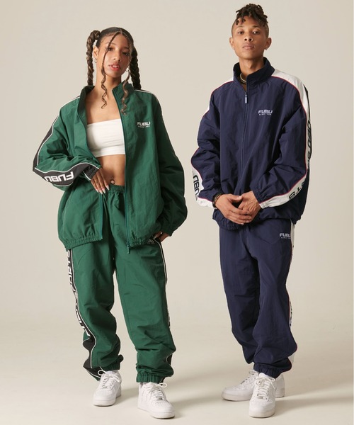 FUBU（フブ） ナイロンジャケット ブランド ロゴ 配色ライン ルーズ