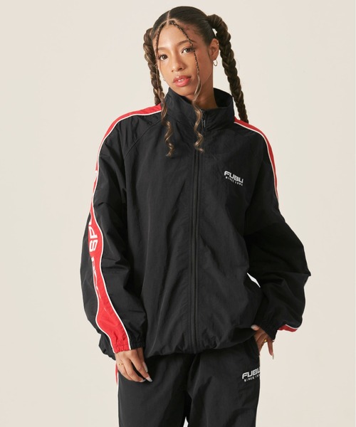 FUBU（フブ） ナイロンジャケット ブランド ロゴ 配色ライン ルーズ