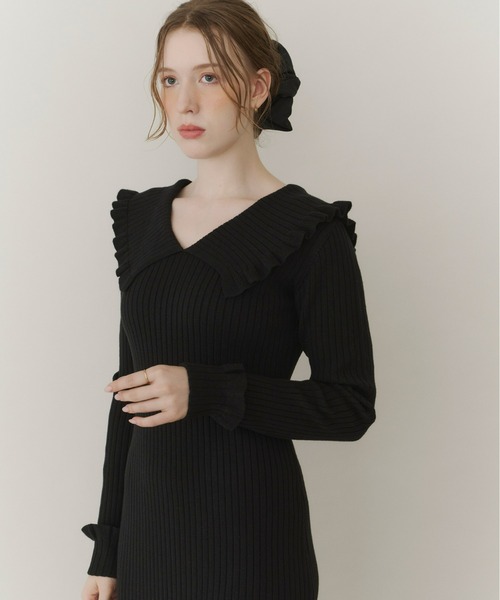 Olu.（オルドット） ワンピース フリルリブニットワンピース