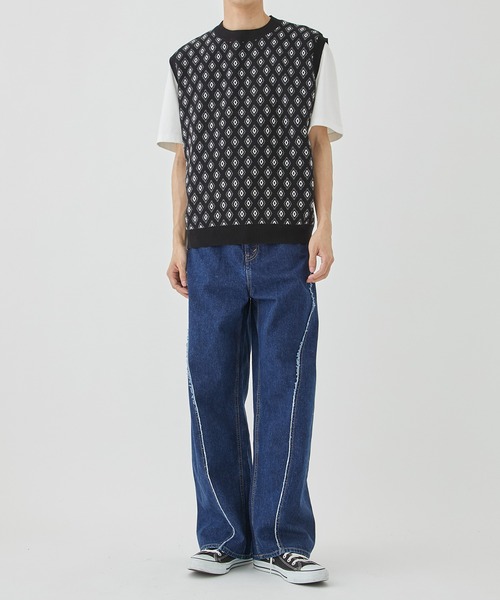 TTT MSW（ティー） ベスト ジレ 「TTTMSW/ティー」Diamond knit polo