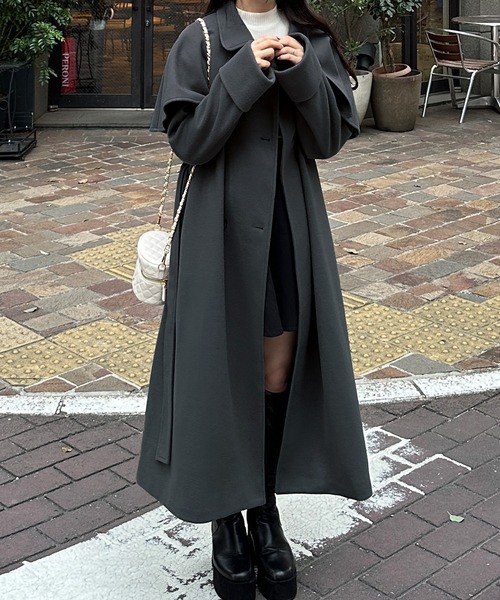 JUNOAH（ジュノア） ステンカラーコート コート ステンカラーケープ