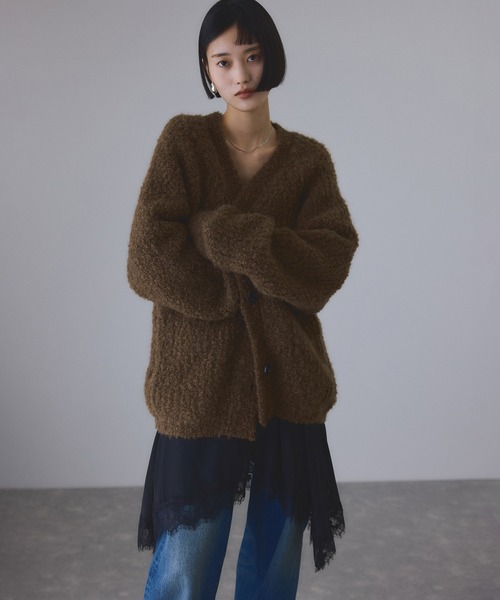 ADAM ET ROPE'（アダムエロペ） カーディガン モヘヤウールニット