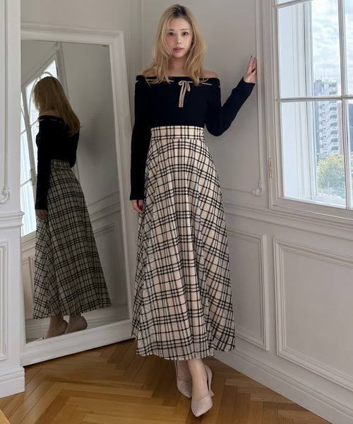 ROYAL PARTY（ロイヤルパーティー） ワンピース 配色リボンフロッキー