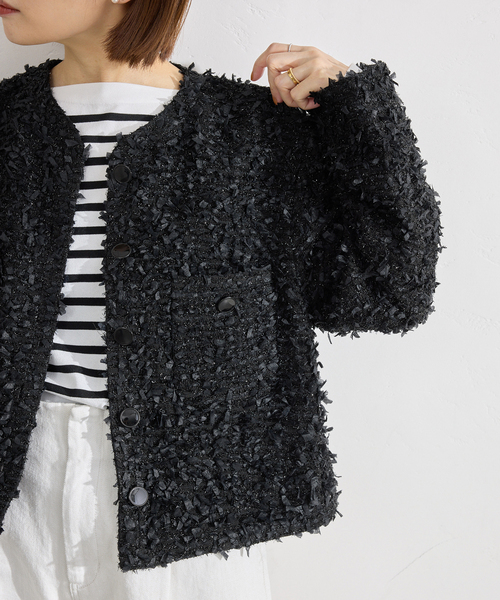 IENA（イエナ） ジャケット ノーカラージャケット ファンシーツイード