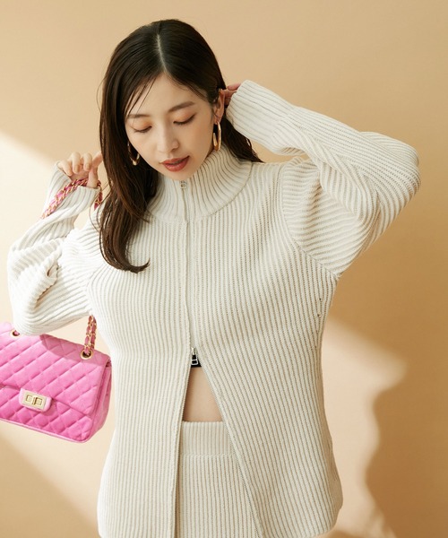 VIS（ビス） カーディガン 「洗える」ジップアップニットカーディガン