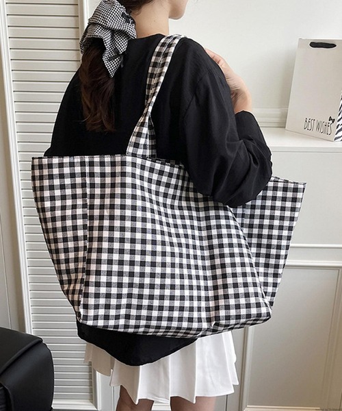 TONE SELECT GOODS トートバッグ Liaa/大容量 ギンガムチェック トート