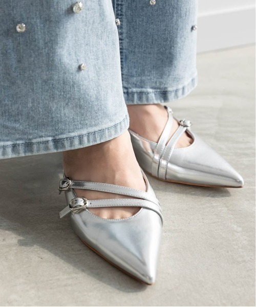 RANDA（ランダ） パンプス ダブルストラップポインテッドトゥミュール