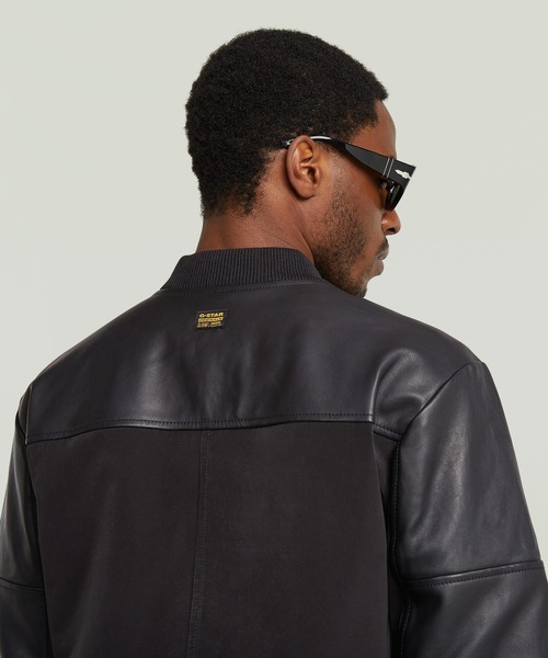 G-STAR RAW スタジャン Varsity Leather Jacket/レザーナイロン