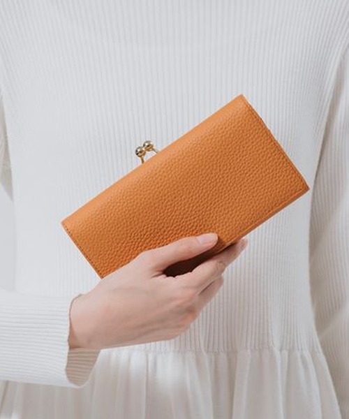 MURA（ムラ） 財布 エコレザー 日本製スナップボタン 牛本革 がま口 長