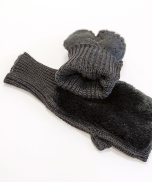 手袋 「ALPO」カシミア混 ニット グローブ レッキスラビット ファー