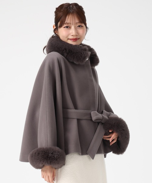 MISCH MASCH（ミッシュマッシュ） ポンチョ 2025秋冬新作 ブローチ付き